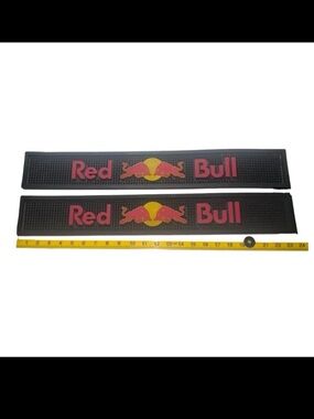 Lot Of 2 RED BULL RUBBER BAR SPILL MATS  23.5" X 3.5"
